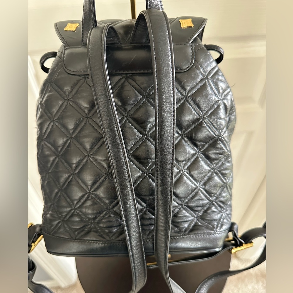 Authentic Mcm Quilted Leather Small Backpack - Bl… - image 5